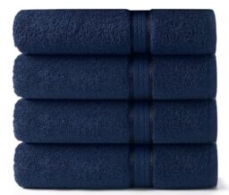 Cotton Craft -Ultra Soft 4 Pack Bath Towels -76x137 - Night Sky - 100% Pure Ringspun Cotton - Luxurious Rayon trim - Ideal for everyday use - Easy care machine wash