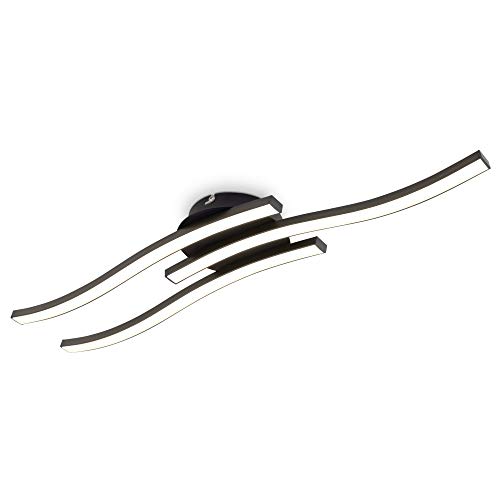 B.K.Licht Elegant Curved Design LED Ceiling Light, 3 Built-in LED Boards Included, 3x6W 3x480Lm, Warm White Light 3000K, 22.2in Long, Black Modern Ceiling Fixture for Living Rooms and bedrooms IP20