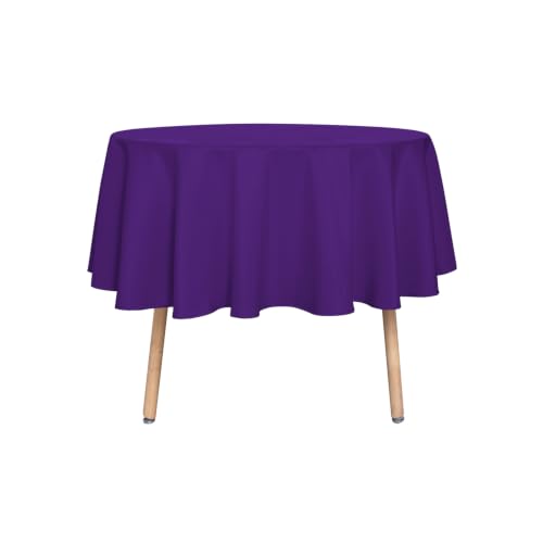 sancua Round Tablecloth 48 Inch Fits 20-36 Inch Tables, Purple - Water Resistant, Spill Proof, Washable Polyester Cloth Cover, For Dining Tables, Buffet Parties and Camping