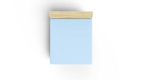 Premium Ranforce Single XL Fitted Sheet, Light Blue, 100% Cotton, 100 x 200 + 40 cm, 155 Thread Count, Machine Washable at 30°C, Soft & Durable Comfort