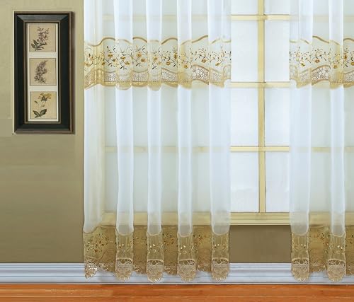 "Today's Curtain, Vintage Macram?? Organza Panel 84"", Ecru/Gold, 58"" W x 84"" L"