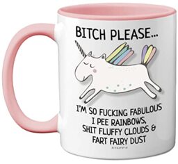 Stuff4 Bitch Please I'm So Fabulous Unicorn Mug, Funny Gifts for Women - 11oz Ceramic Pink Handle Mugs, Birthday Present, Tea Sets for Adults, Unicorn Gifts, Christmas, Your Best Friend