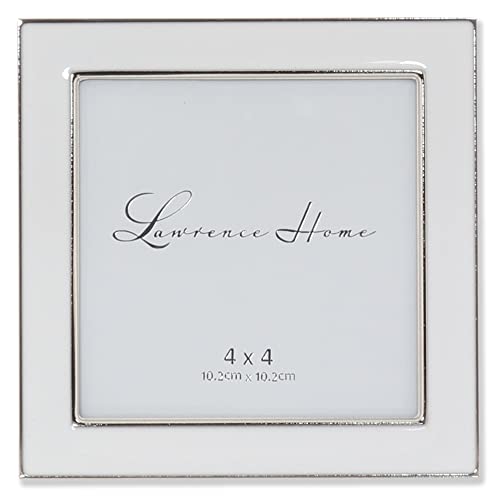 Lawrence Frames Metal and Enamel Picture Frame, White, 4x4