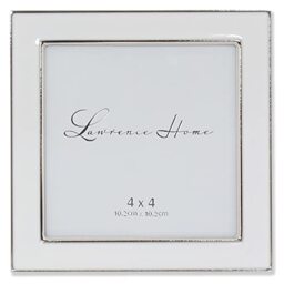 Lawrence Frames Metal and Enamel Picture Frame, White, 4x4