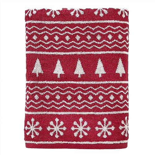 SKL Home Winter Fair Isle Bath Towel, Red
