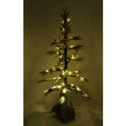 SHATCHI Table Mantel Centrepiece Pre Lit LED Christmas Tree Frosted Tips with Pine Cones Flocked Snow Covered Xmas Tree with Burlap Base for Decoration