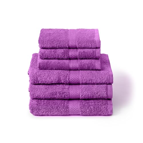Caleffi Set of 6 Bath Towels with Guest – Consisting of 3 x Face Towel 55 x 100 cm + 3 x Bidet Towel 40 x 60 cm – 100% Soft and Ultra Absorbent Cotton – Shower, Face and Hospitality Bath Set