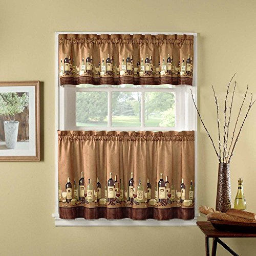 CHF Wines Kitchen Curtain Set 36-inch Length, Multi