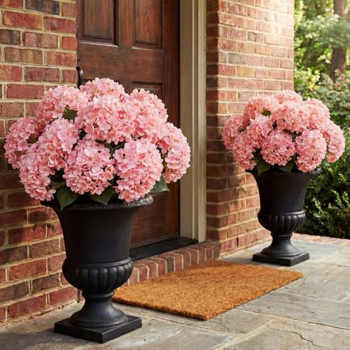 Hotop 4 Pcs Rose Red Large Hydrangea Artificial Flowers Bush for Outdoor Hydrangea Silk Flower with 5 Heads Per Bush for Home Indoor Wedding Flowers Bouquets Kitchen Centerpiece Table Decor