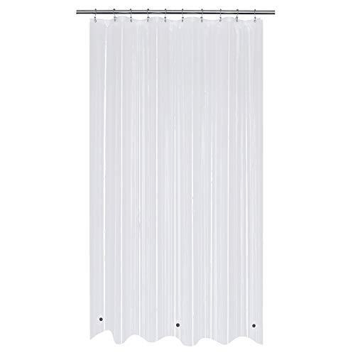 Mrs Awesome Stall Shower Curtain Liner with 3 Magnets 54 x 78 inch, PEVA 8G Thick & Heavy Duty Plastic Shower Curtain for Bathroom, Waterproof, 54x78, Clear