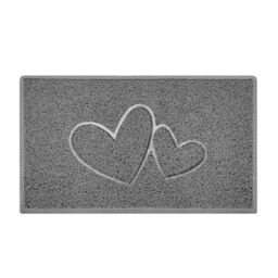 Nicoman Double Heart Embossed Spaghetti Door Mat, Indoor and Outdoor, Dirt-Trapping PVC Material, Multiple Colour Options (Grey, 90 x 60 cm)