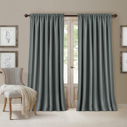 "Elrene Home Fashions All Seasons Energy Efficient Room Darkening-Rod Pocket Window Panel, 52"" x 95"" (1), Dusty Blue"