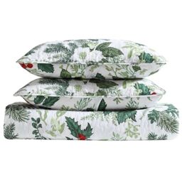 Beatrice Home Fashions Bedding Set, Polyester, Green, White, Red, Full/Queen