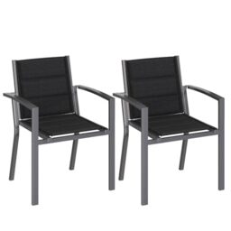 JUMMICO Stackable Garden Chair, Aluminium Frame with Comfort Seat in Textilene, Low Seat Height with Armrests for Balcony and Patio