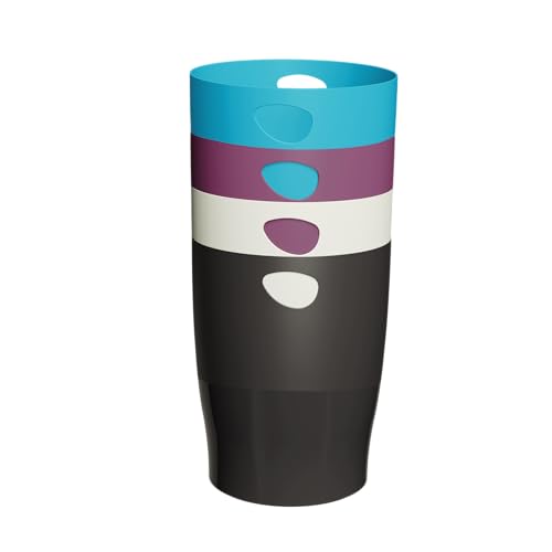 Exacompta - Ref 453101D Paper Baskets with Handles ECOBIN Titanium Large Capacity 15 Litres Size 26.5 x 26.5 x 33.5 cm for Office or Home Assorted Colours