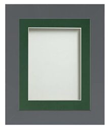 Frame Company Watson Grey Picture Photo Frame fitted with Perspex, 9x7 inch with Bottle Green Mount for image size 7x5 inch