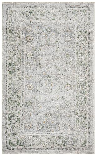 SAFAVIEH Traditional Rug for Living Room, Dining Room, Bedroom - Palma Collection, Low Pile, in Beige and Green, 91 X 152 cm