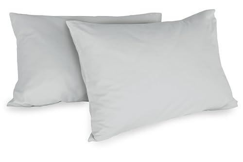 zer0bed, Pair of Cotton Pillowcases 52 x 80 cm, Grey, Set of 2, Plain Colour, 100 Percent Cotton, Bed Cover, Envelope Closure