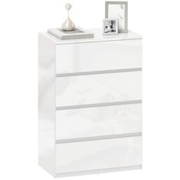 HOMCOM Chest of Drawers 4 Drawers for Bedroom Living Room High Gloss White
