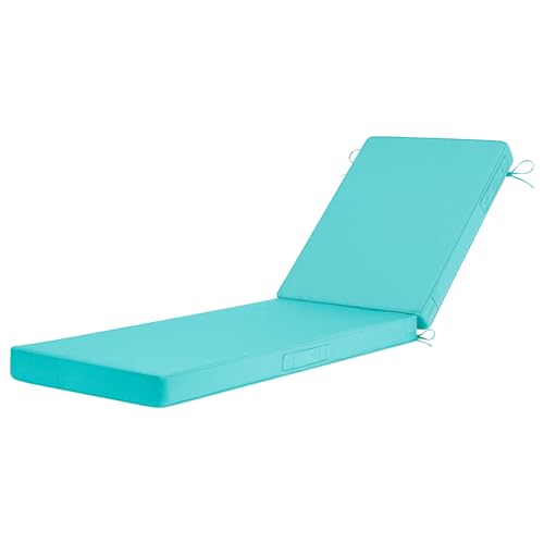 Basic Beyond Outdoor Chaise Lounge Cushions for Patio Furniture Lounge Chairs, Waterproof Fabric, 72 x 21 x 3 Inch, Teal