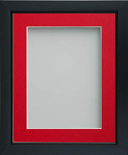 Frame Company Ainsworth Range Black A4 Picture Photo Frame with Red Mount for Image 9x6 inch * Choice of Sizes* Fitted with Real Glass