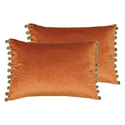 Paoletti Fiesta Feather Filled Cushions (Twin Pack), Polyester, Rust/Khaki
