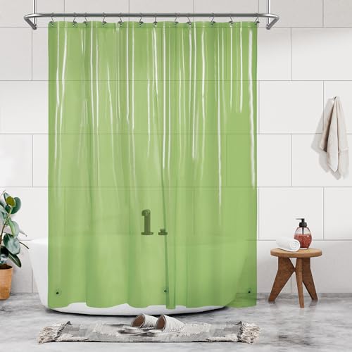 Barossa Design Clear Green Shower Curtain Liner - Premium PEVA Shower Liner with 3 Magnets and Metal Grommets, Waterproof Lightweight Standard Size Shower Curtains for Bathroom - Translucent Green