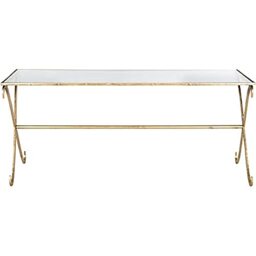 SAFAVIEH Glam Accent Table with Iron Legs, in Gold and Clear, 51 X 109 X 46.35