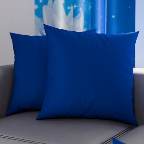 PETTI Artigiani Italiani - Pair of Pillowcases 65x65 cm in Microfiber, Bedroom Cushions, Sofa, Set of 2 Cushion Covers, Solid Blue Pillowcase, 100% Made in Italy