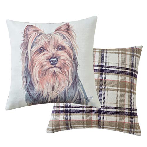 Maturi Yorkshire Terrier Filled Dog Cushion-43 x 43cm / 17 x 17-inch, Multi-Coloured, 43 x 43cm