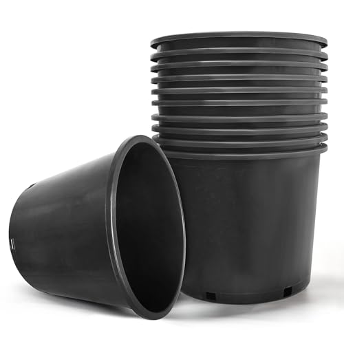 HOSTIC 6.3 Gallon Flexible Nursery Pots Gallon Pot with Drainage Holes Plastic Plant Container Suitable for Indoor Outdoor Vegetables Flowers Plants 10 PCS