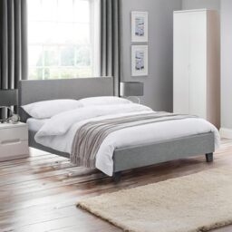 Julian Bowen Rialto Bed, Small Double, Linen-Effect, Grey - W135 x D200cm