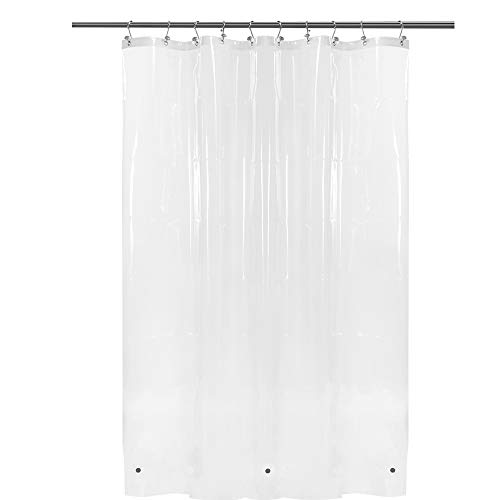 BAROSSA Design 54 inch Wide Stall Shower Curtain Liner with 3 Magnets - PEVA, Waterproof, PVC Free, Metal Grommets, Clear, 54x72