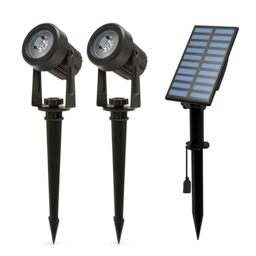 2 Pack Outdoor LED Spotlights with Solar Panel - 2x100 Lumen Solar Garden Lights IP65 Waterproof Garden Lamps for Garden, Bush, Yard, Pots, Plants