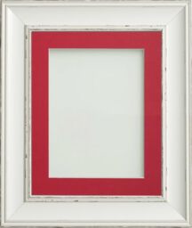 Frame Company Brooke Antique White Photo Frame, Red Mount, 10x10 for 8x8 inch, fitted with perspex