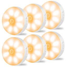 Motion Sensor Lights Indoor Rechargeable Wireless Wall Light LED Stair Night Lights Lamps with Auto/On/Off for Stairs Living Room Bathroom Corridors Closet Kitchen Under Cabinets (6000K, 6 Pack )