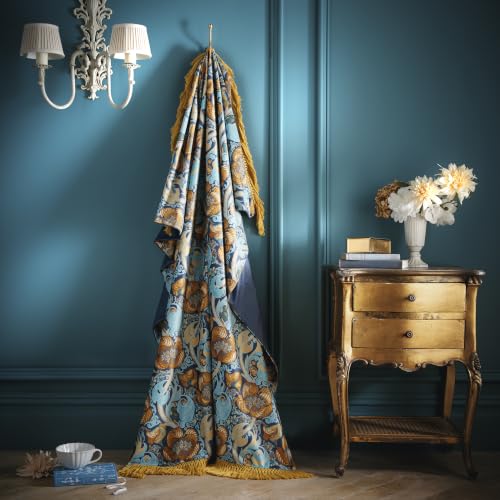 House of Llewelyn-Bowen Down the Dilly Ochre Throw – Maximalist Blanket – Recycled Polyester – 130x180cms