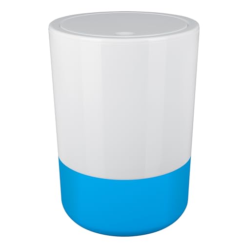 Spirella Design Cosmetic Bin Moji Bathroom Pedal Bin Swing lid waste bin with swing lid 5 liter with silicone bottom white/blue