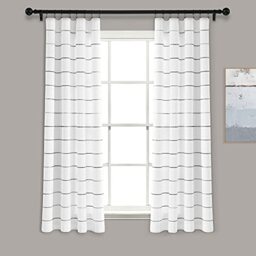 "Lush Decor Ombre Stripe Yarn Dyed Cotton Window Curtain Panel Set - Colorful Tufted Yarn Stripe Detail - 2 Window Panels - 40"" W x 63"" L, Gray"