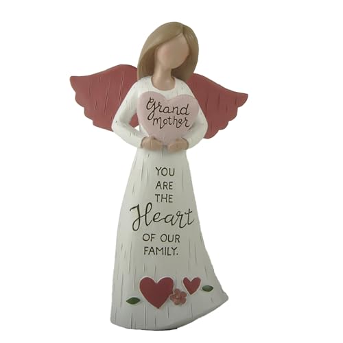 Feather & Grace Grandmother Angel Figurine ??? Handcrafted Resin Keepsake with Heart Message, Freestanding Ornament Gift for Nan, 14cm