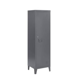 MMT Furniture Metal Locker Cabinet in Orange Yellow Blue White Grey, Lockable Cabinet Storage Cleaning Cupboard Slim One Door Wardrobe Industrial Shoe Storage (Grey - RAL 7043, 137cm)