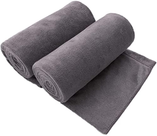 "JML Microfiber Bath Towels, Oversized Bath Towel 2 Pack(40"" x 80""), Super Absortbent and Fast Drying, Soft Multipurpose Microfiber Bath Sheet for Beach, Sports, Fitness, Yoga, Grey"