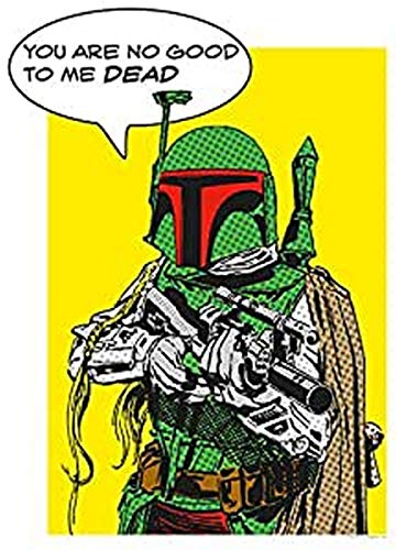 Komar Wall Picture Star Wars Classic Comic Quote Boba_Fett Children's Room Decoration Art Print Without Frame Available in 3 Sizes, Colourful, WB113-30x40