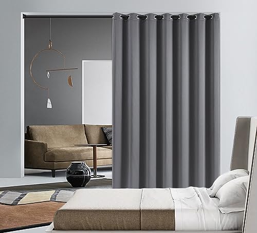 PI Blackout Divider Door Curtains,Ring TOP Privacy Room DARKEING Door Curtains Thermal Insulated Window Treatment for Living Room/Bedroom/French Door/Patio/GLASSDOOR(Dark Grey, W100XL108)