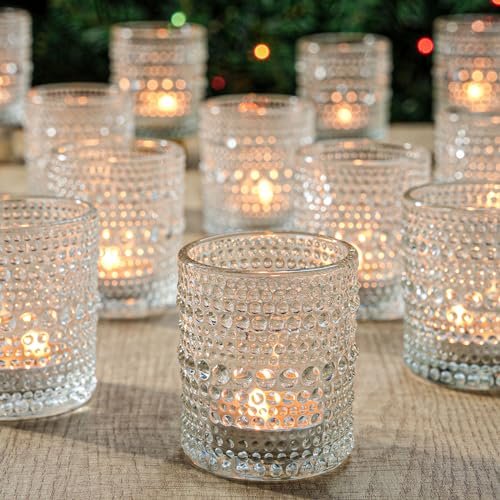 TRIRITE 36 Pcs Clear Glass Tealight Candle Holders for Wedding Decor, Table Centerpiece, DIY Wax Filling, Tabletop, Wedding Occasion