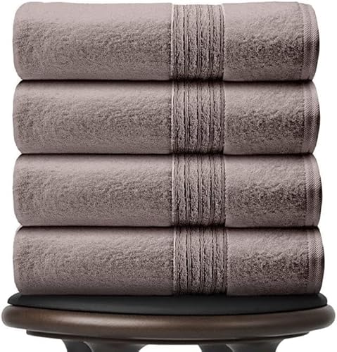 GC GAVENO CAVAILIA New Hampton Pack of 4 Bath Towel Set, 100% Ringspun Cotton, Extra Absorbent 450 GSM Luxury Bath Sheets, Silver/Grey, 4PK