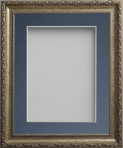 Frame Company Brompton Bronze 10x8 Photo Frame with Blue Mount for 6x4