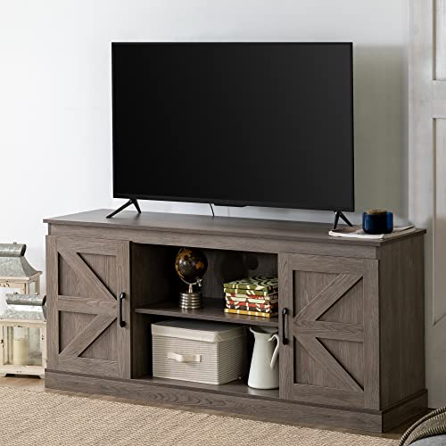 Zinus Wade TV Unit Stand - TV Stand 147x67x40 cm - Unit with Storage Cabinet - Grey