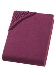 Müskaan Jersey Fitted Sheet, Cotton, Bordeaux/Wine Red, 90 x 200 to 100 x 200 cm