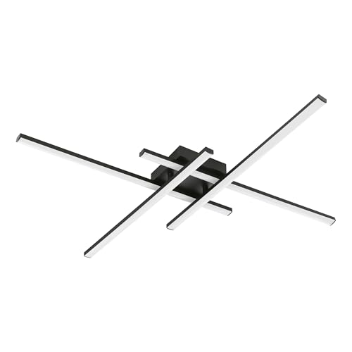 Eglo LED Ceiling Light Fixture Vascella, Rod-Shaped Flush Mount lamp for Kitchen and Office, Made of Metal Plastic in Black White, Neutral White Lamp, 74 x cm